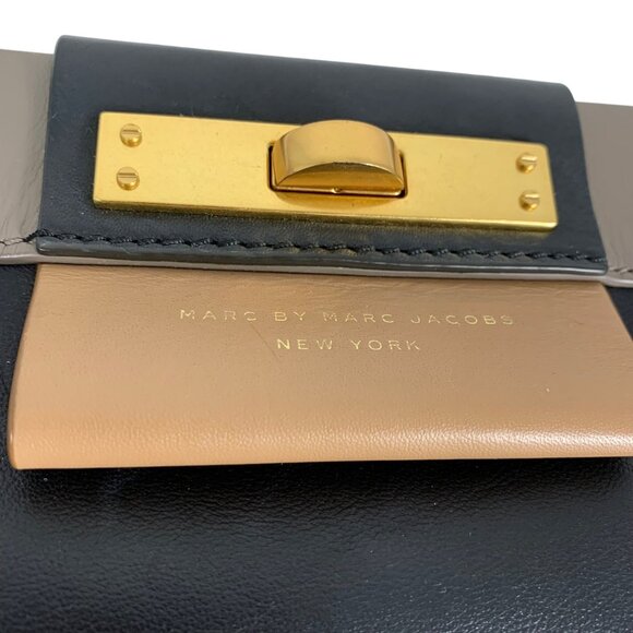 Marc By Marc Jacobs Lady Rei Colorblock Lamb Leather Accordion Clutch Dividers - Picture 2 of 15